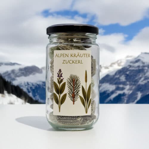 Alpen Kräuter Zuckerl im Glas – Bonbons mit alpinen Kräutern