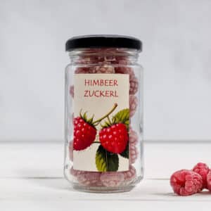 Himbeer Zuckerl im Glas – fruchtige Bonbons mit Himbeergeschmack
