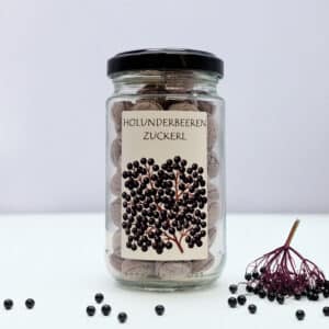 Holunderbeeren Zuckerl im Glas – Bonbons mit Holunderblättertee & Holunderextrakt